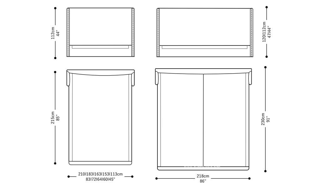 Image of the main dimensions of the product